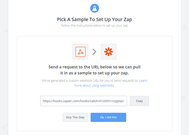 Zapier Call Tracking - Test de la configuration du Webhook