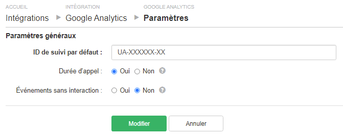 Envoyer la durée d'appel à Google Analytics